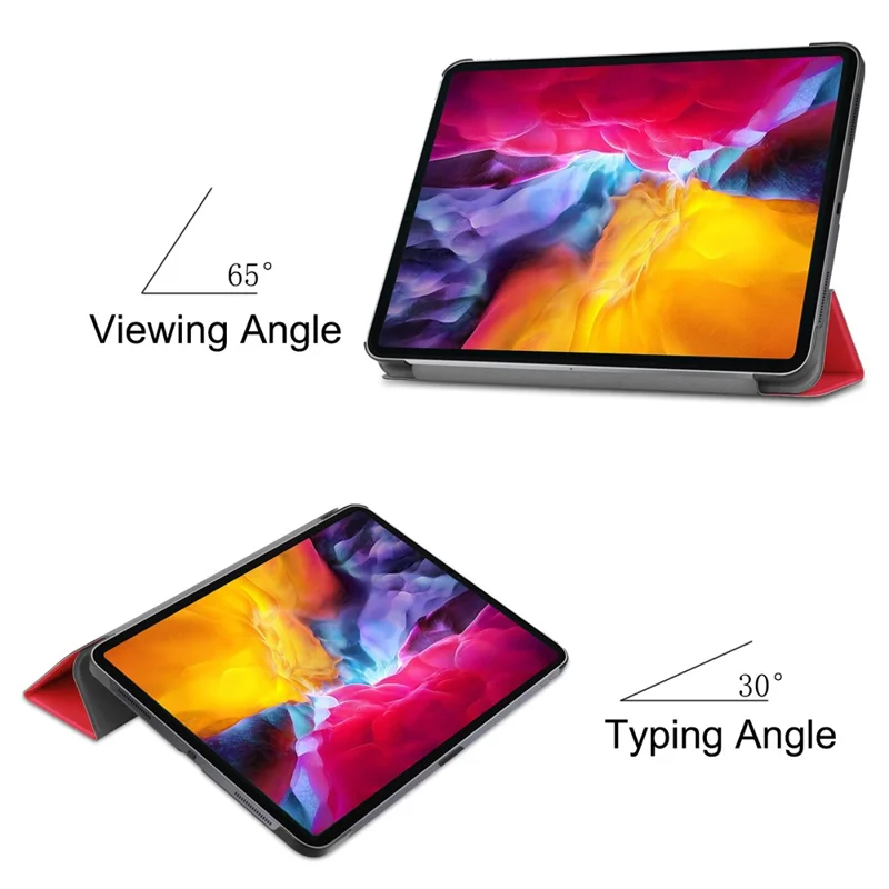 Stable Tri-fold Stand Auto Sleep/Wake Leather Stand Case for iPad Pro 11-inch (2021) - Red