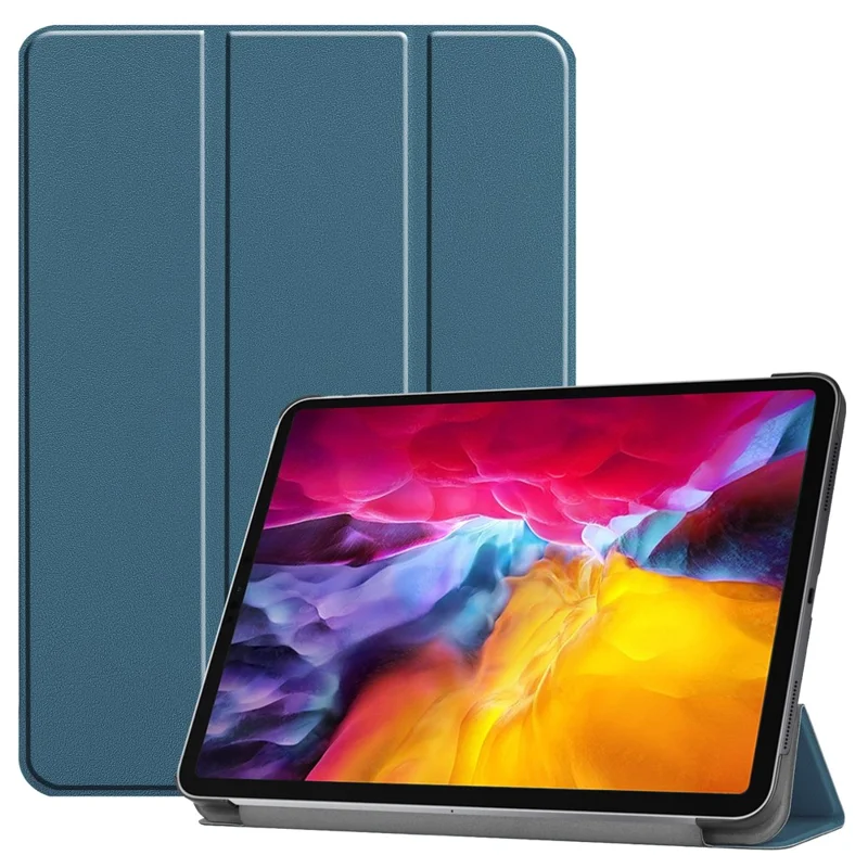 Stable Tri-fold Stand Auto Sleep/Wake Leather Stand Case for iPad Pro 11-inch (2021) - Blue