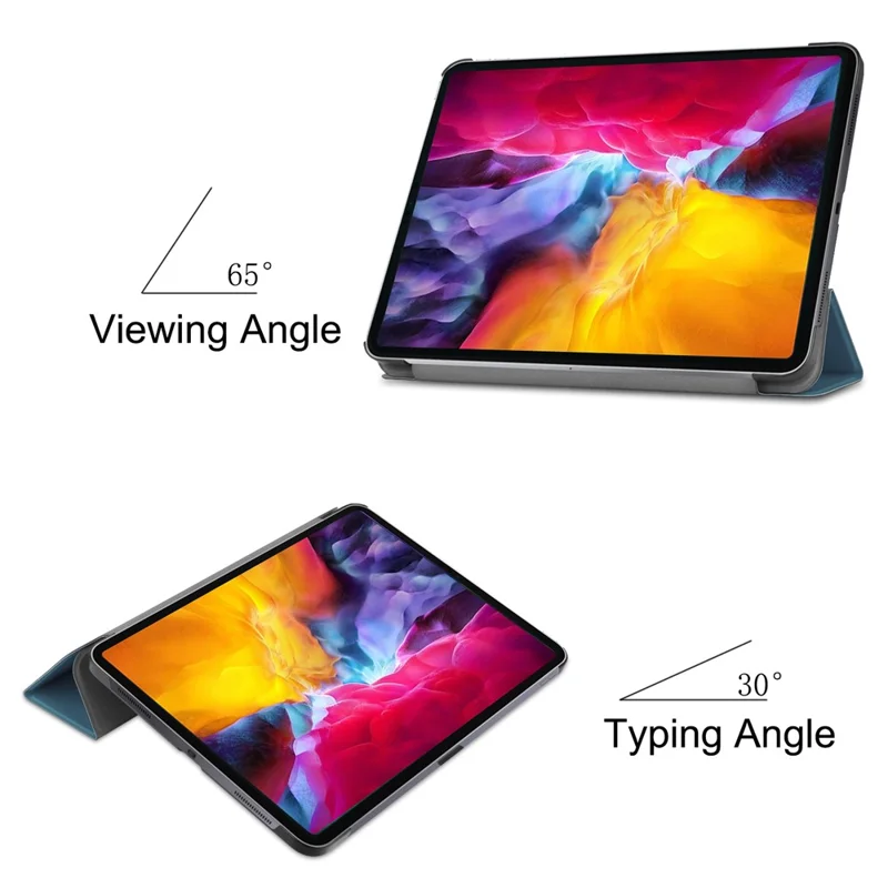 Stable Tri-fold Stand Auto Sleep/Wake Leather Stand Case for iPad Pro 11-inch (2021) - Blue