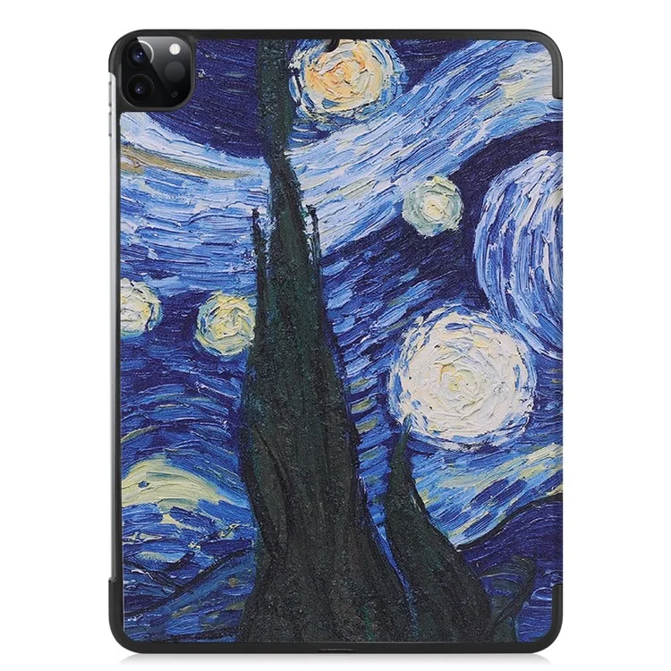 Faltbares Ständer-Etui mit Muster-Druck für iPad Pro 11-Zoll (2021), Folio PU-Leder Auto-Aufweck-/Schlaffunktion mit Stiftfach - Blaue Ölmalerei