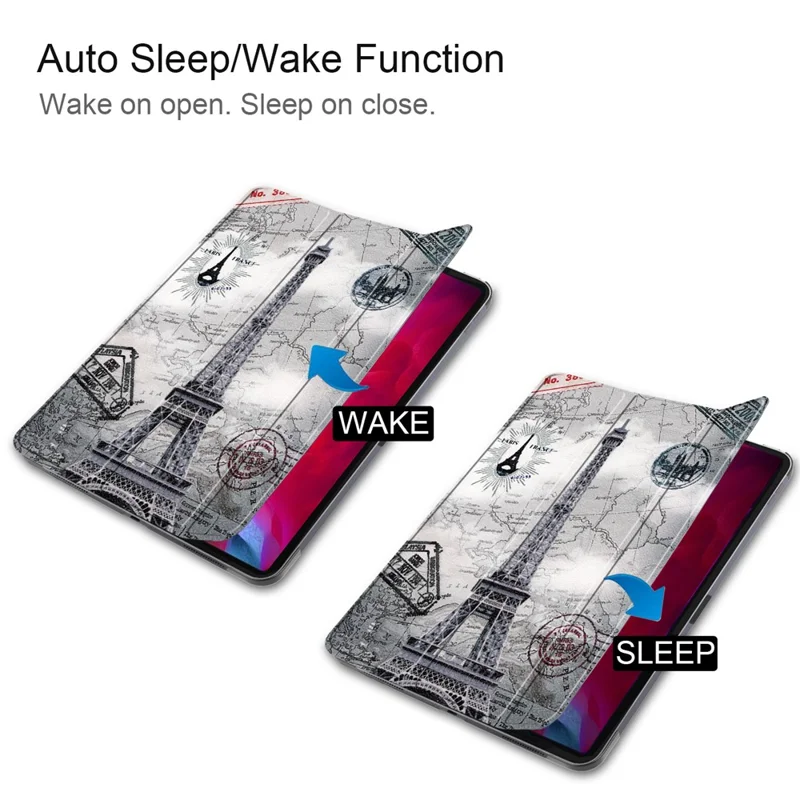 Pattern Printing Tri-fold Stand Case for iPad Pro 11-inch (2021), Folio PU Leather Auto Wake/Sleep Cover with Pen Slot  - Tower
