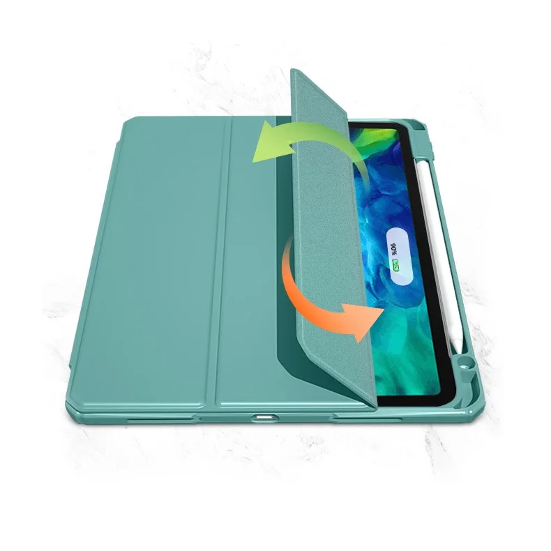 Étui MUTURAL pour iPad Pro 12,9 pouces (2022) / (2021) / (2020) / (2018) Housse de protection en cuir avec emplacement pour stylet - Noir