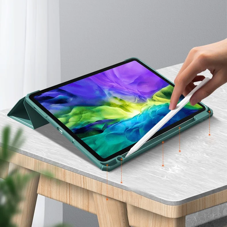 MUTURAL Para iPad Pro 11 (2021)(2020)(2022) Caso de Tablet PC + TPU Despertar / Dormir Proteção Cobrir com Caneta Slot - Verde