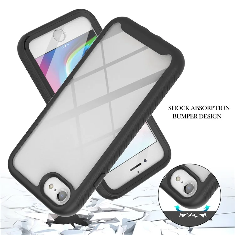 pc de Cobertura Completa+caso de Protección Del Teléfono Híbrido Tpu Con Protector de Pantalla de Mascota Para Iphone 7 4.7 Pulgadas/8 4.7 Pulgadas/se (2020)/SE (2022) - Marco Negro/negro