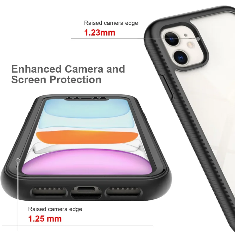 3 in 1 Anti-Drop Full Protection PC + TPU Protective Case with PET Screen Protector for iPhone 11 6.1 inch - Baby Blue / Black Frame