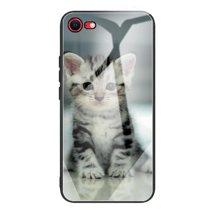 Vidrio Templado + TPU Hybrid Pattern Imprenting Telep Cover Para Iphone 7 4.7 Pulgadas/8 4.7 Pulgadas/se (2020)/SE (2022) - Gato