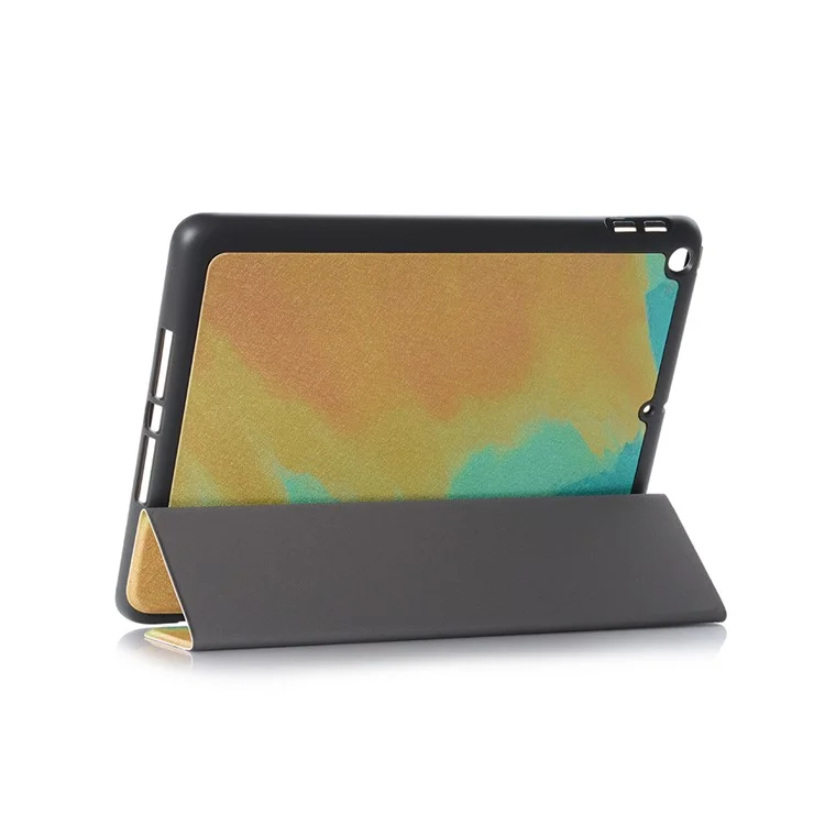 Pattern Printing Leather Stand Protective Case with Pen Slot for iPad 10.2 (2021)/(2020)/(2019) - Green/Yellow