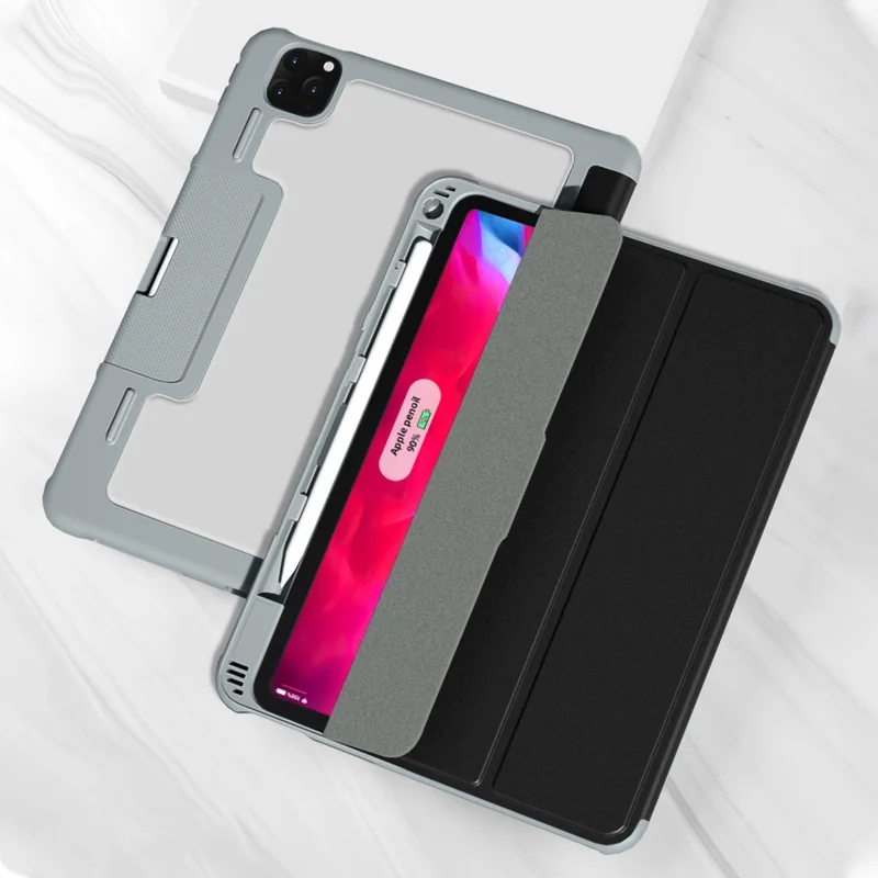 MUTURAL Yaxing Series Leather Tablet Shell for iPad Pro 11-inch (2021) Case Stand with Pen Slot - Black