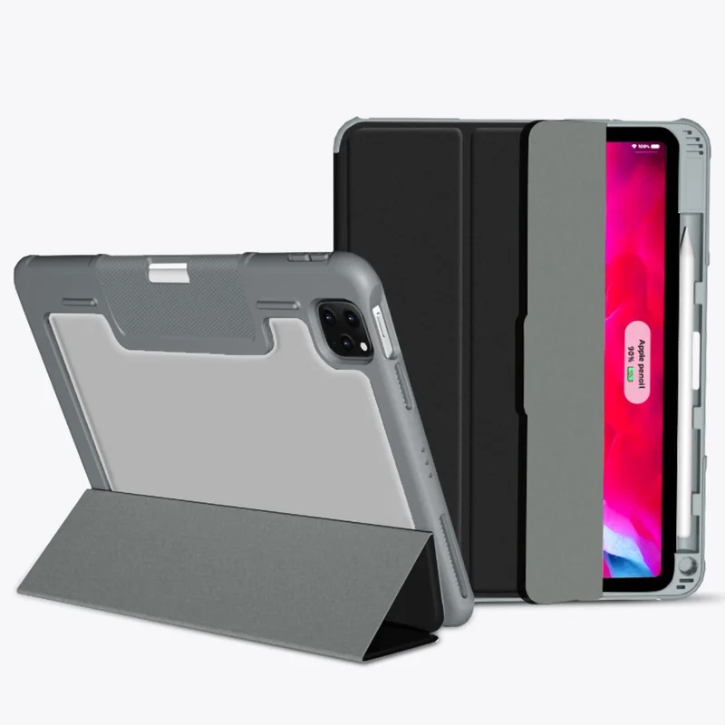 MUTURAL Yaxing Series Leather Tablet Shell for iPad Pro 11-inch (2021) Case Stand with Pen Slot - Red