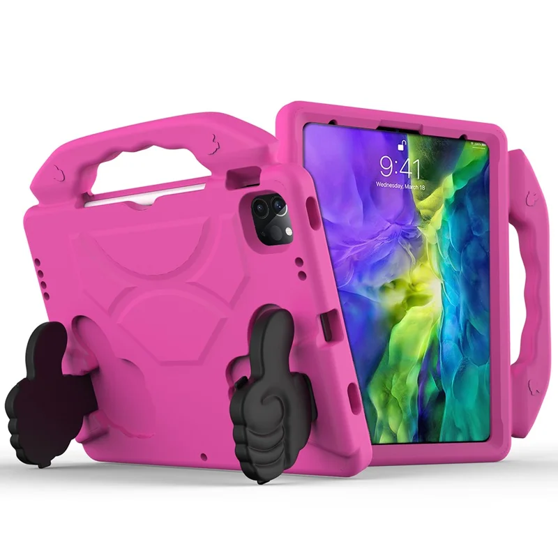 Thumb-Shaped Kickstand EVA Tablet Protective Case for iPad Pro 11 (2025) / 11 (2024) / (2021) / (2022) / (2020) Cover - Rose