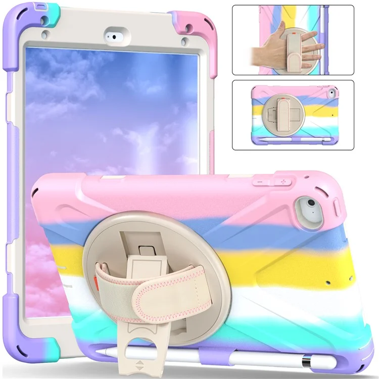 PC Bien Protegida + Cubierta de Tableta de Silicona Con Parada de Patada Rotativa Para Ipad Mini 4/(2019) 7.9 Pulgadas - Colorido/rosa