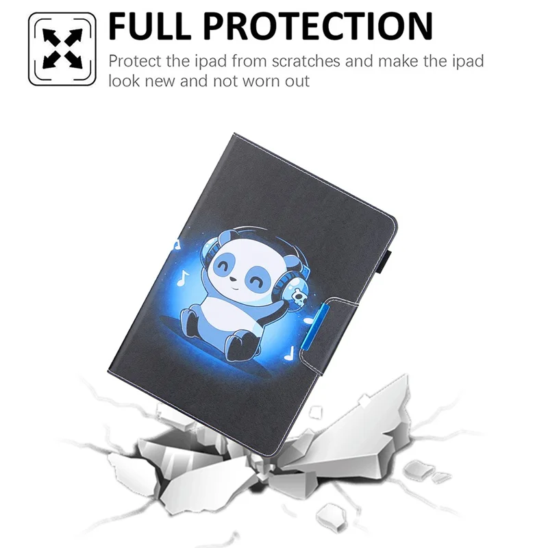 Uniwersalna skórzana obudowa z nadrukiem wzoru Cross Texture na tablet 8-calowy - Panda