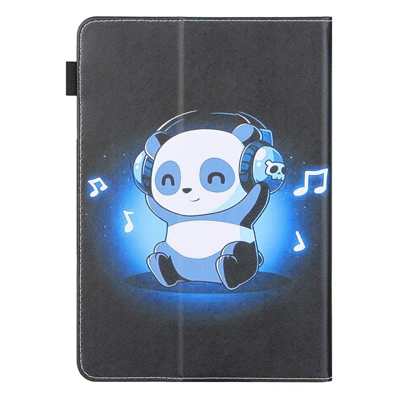 Uniwersalna skórzana obudowa z nadrukiem wzoru Cross Texture na tablet 8-calowy - Panda