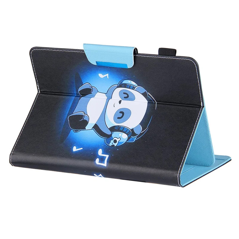 Uniwersalna skórzana obudowa z nadrukiem wzoru Cross Texture na tablet 8-calowy - Panda