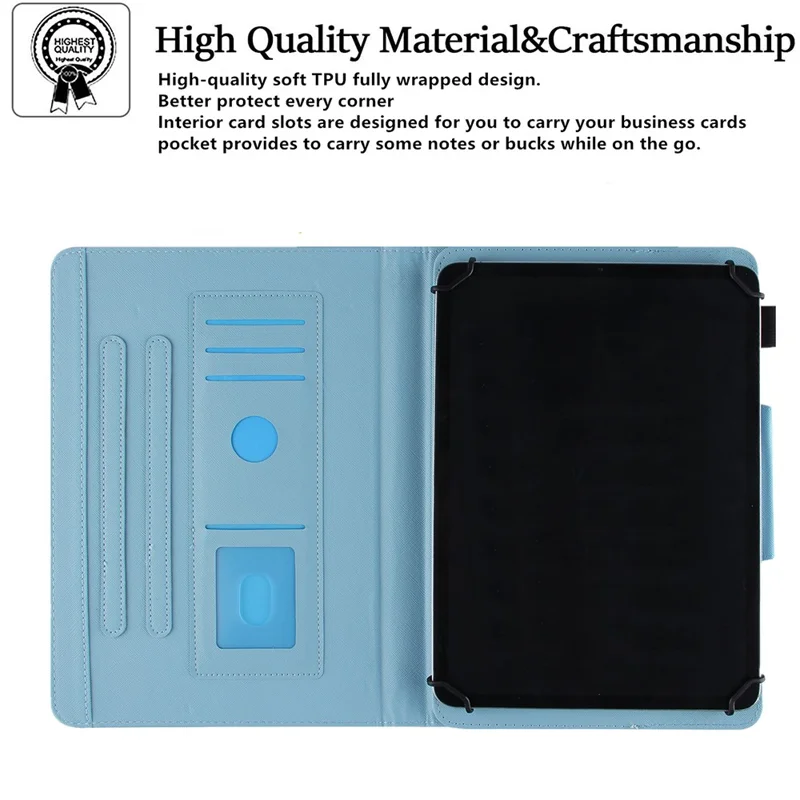 Cross Texture Pattern Printing Universal Leather Tablet Case for 8-inch Tablets - Nebula