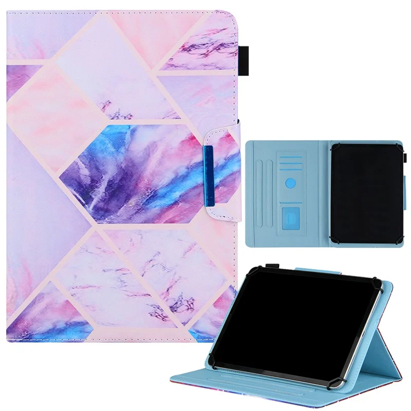 Pattern Printing Universal Cross Texture Leather Tablet Case for 10-inch Tablets - Purple Geometry