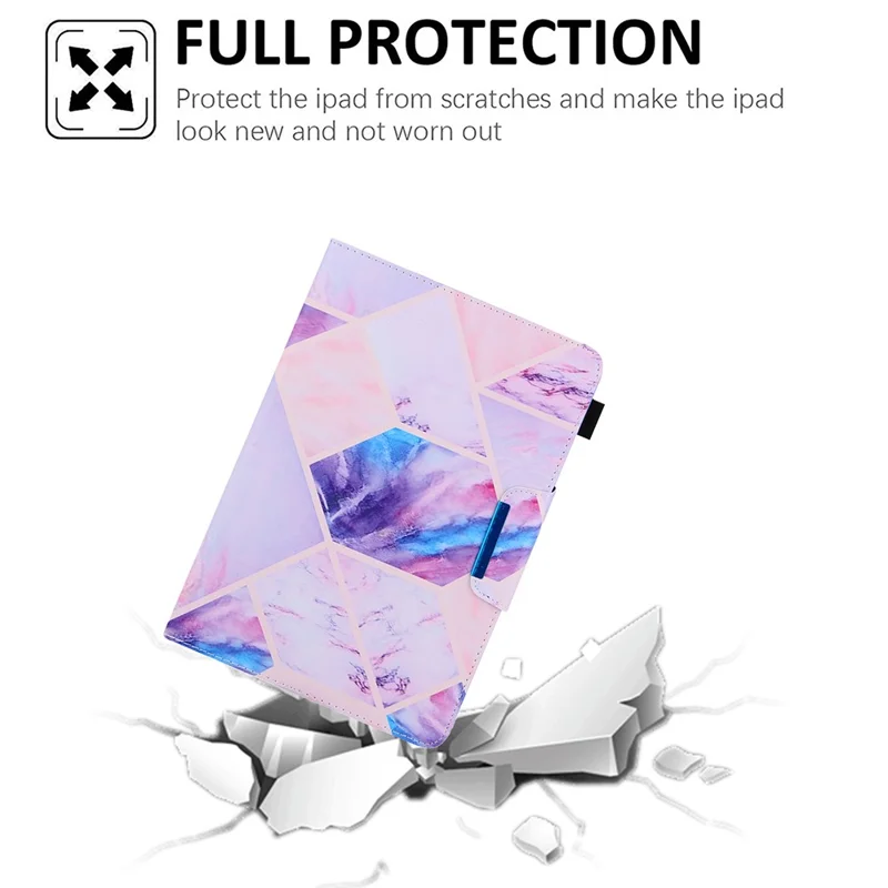 Pattern Printing Universal Cross Texture Leather Tablet Case for 10-inch Tablets - Purple Geometry