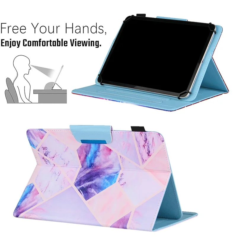 Pattern Printing Universal Cross Texture Leather Tablet Case for 10-inch Tablets - Purple Geometry