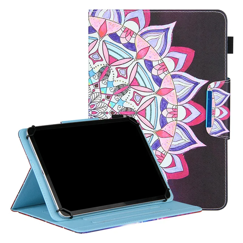 Pattern Printing Universal Cross Texture Leather Tablet Case for 10-inch Tablets - Mandala Pattern