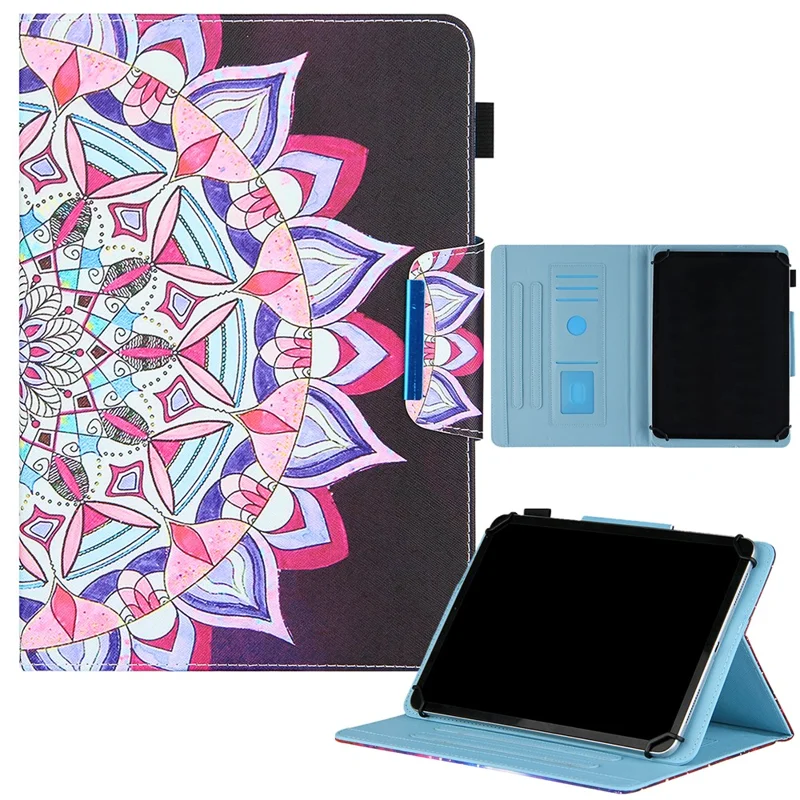 Pattern Printing Universal Cross Texture Leather Tablet Case for 10-inch Tablets - Mandala Pattern