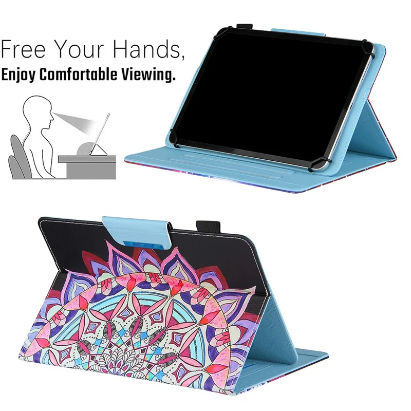 Pattern Printing Universal Cross Texture Leather Tablet Case for 10-inch Tablets - Mandala Pattern