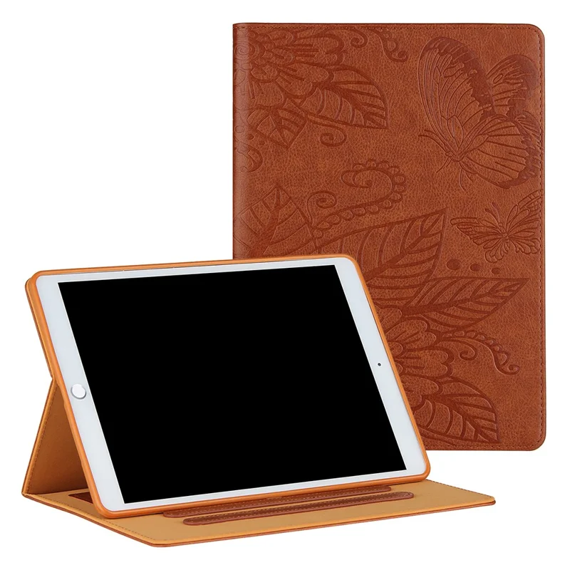 Leather Tablet Protective Shell with Pattern Imprinting for iPad 9.7-inch (2017)/(2018)/Air (2013)/Air 2/Pro 9.7 inch (2016) - Brown