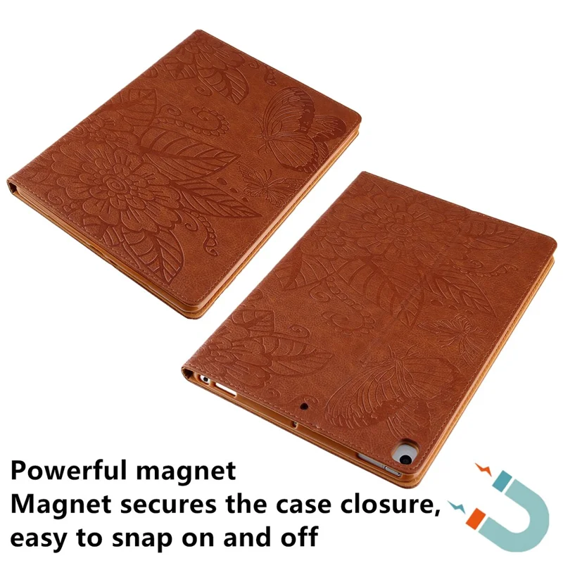 Leather Tablet Protective Shell with Pattern Imprinting for iPad 9.7-inch (2017)/(2018)/Air (2013)/Air 2/Pro 9.7 inch (2016) - Brown