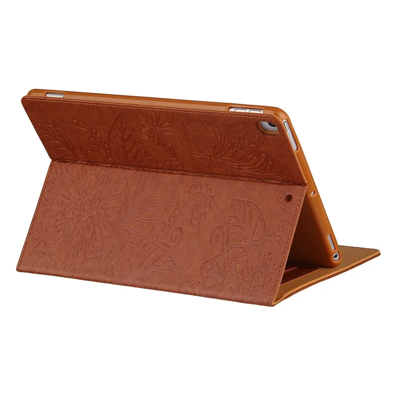 Leather Tablet Protective Shell with Pattern Imprinting for iPad 9.7-inch (2017)/(2018)/Air (2013)/Air 2/Pro 9.7 inch (2016) - Brown