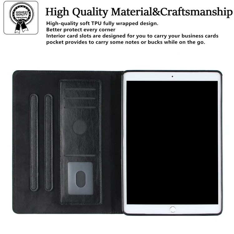 Concha Protectora de Tableta de Cuero de Protección Completa Con Impresión de Patrones Para Ipad Air (2020)/Air (2022)/Pro 11 Pulgadas (2018)/(2020) - Negro