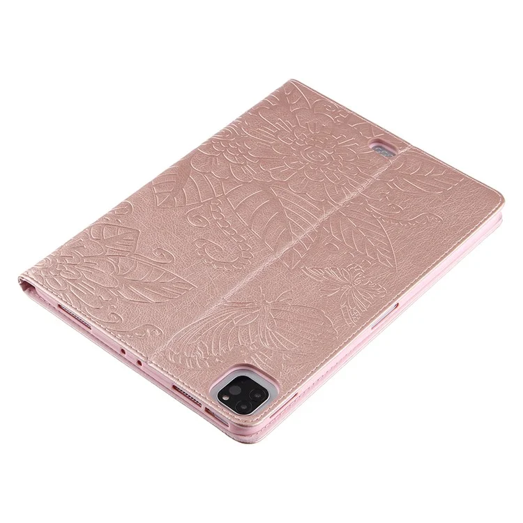 Full Protection Leather Tablet Protective Shell with Pattern Imprinting for iPad Air (2020) / Air (2022) / Pro 11-inch (2022) / (2021) / (2020) - Rose Gold