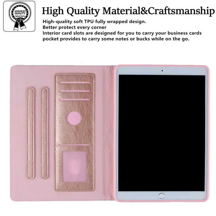 Proteção Completa Caselo de Proteção de Comprimido de Couro Com Impressão de Padrões Para Ipad Air (2020)/Air (2022)/Pro 11 Polegadas (2018)/(2020) - Rosa Ouro