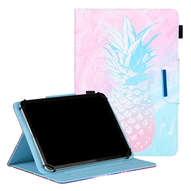 Pattern Printing Cross Texture Universal Leather Tablet Case for 7-inch Tablets - Pineapple