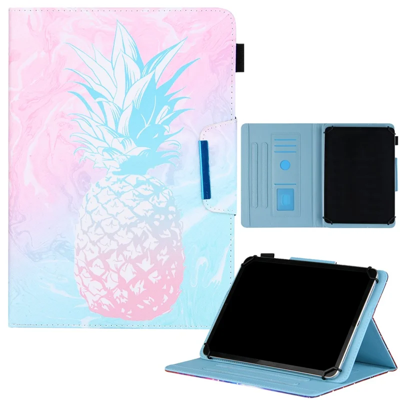 Pattern Printing Cross Texture Universal Leather Tablet Case for 7-inch Tablets - Pineapple