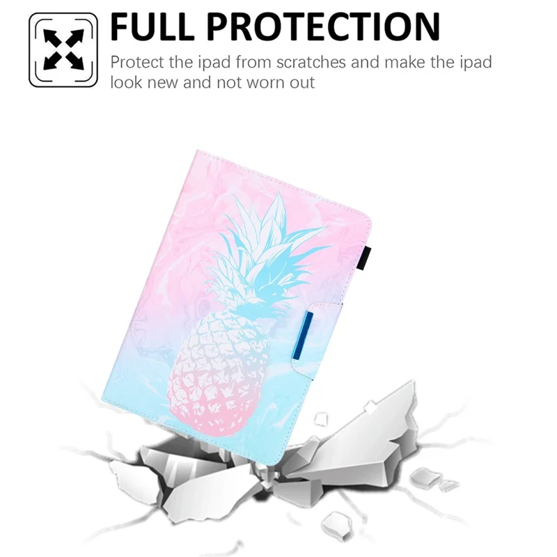 Pattern Printing Cross Texture Universal Leather Tablet Case for 7-inch Tablets - Pineapple