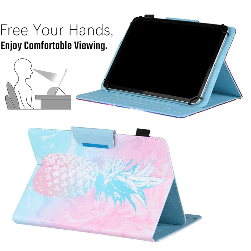 Pattern Printing Cross Texture Universal Leather Tablet Case for 7-inch Tablets - Pineapple