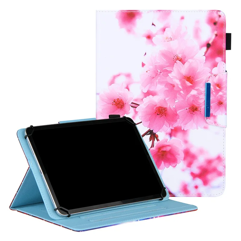 Pattern Printing Cross Texture Universal Leather Tablet Case for 7-inch Tablets - Pink Flowers
