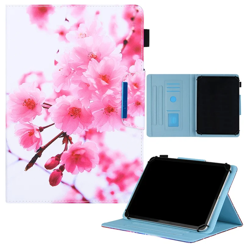 Pattern Printing Cross Texture Universal Leather Tablet Case for 7-inch Tablets - Pink Flowers