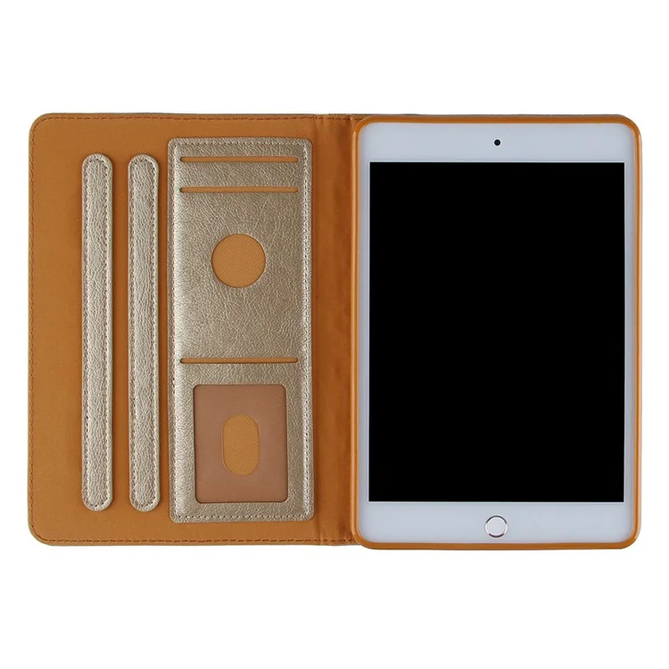 Pattern Imprinting Full Protection Leather Tablet Protective Shell for iPad Mini 1/2/3/4/(2019) 7.9 inch - Gold