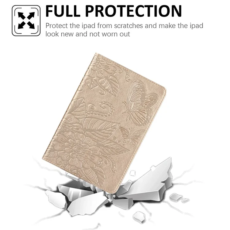 Pattern Imprinting Full Protection Leather Tablet Protective Shell for iPad Mini 1/2/3/4/(2019) 7.9 inch - Gold