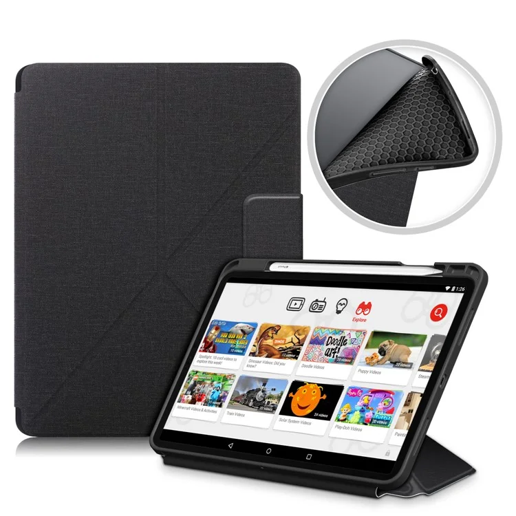 Origami Stand Strong Magnet Absorption Leather Smart Cover with Pen Slot for iPad Air 11 (2025) / (2024) / Air (2020) / Air (2022) - Black
