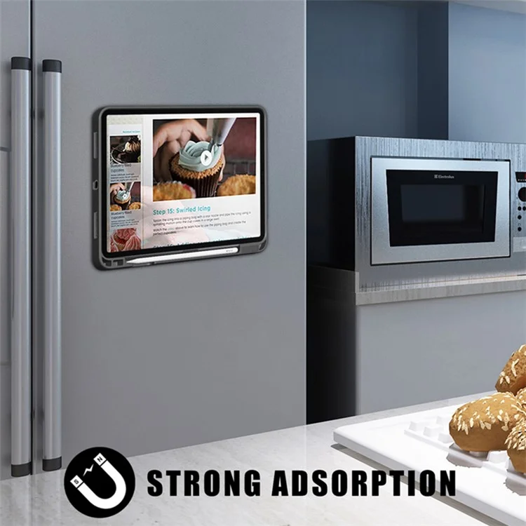 Origami Stand Strong Magnet Absorption Leather Smart Cover with Pen Slot for iPad Air 11 (2025) / (2024) / Air (2020) / Air (2022) - Black