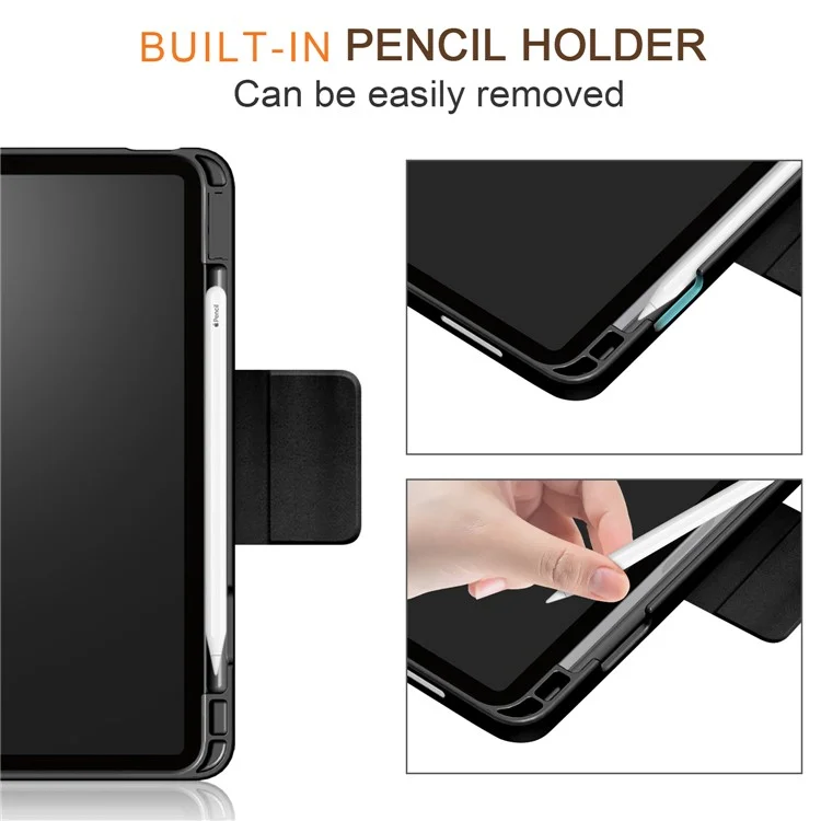 Origami Stand Strong Magnet Absorption Leather Smart Cover with Pen Slot for iPad Air 11 (2025) / (2024) / Air (2020) / Air (2022) - Black