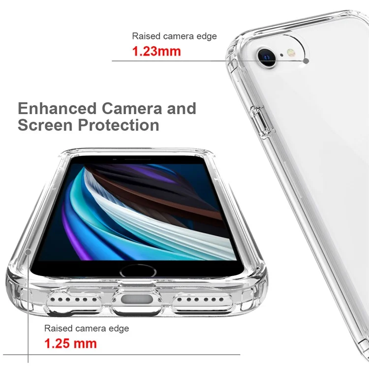 High Transmittance Hybrid Phone Case Cover for iPhone 6 4.7-inch / 7 4.7 inch/8 4.7 inch/SE (2020)/SE (2022) - Transparent