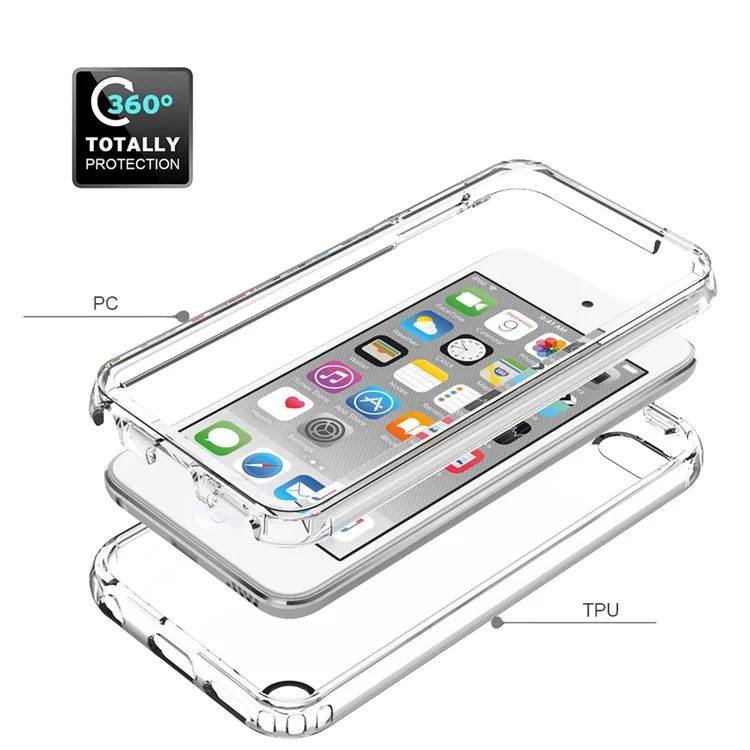 High Transmittance Hybrid Shockproof Phone Protector Case Cover for iPod Touch 5 / 6 / 7 - Transparent