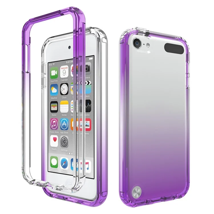 High Transmittance Hybrid Shockproof Phone Protector Case Cover for iPod Touch 5 / 6 / 7 - Purple