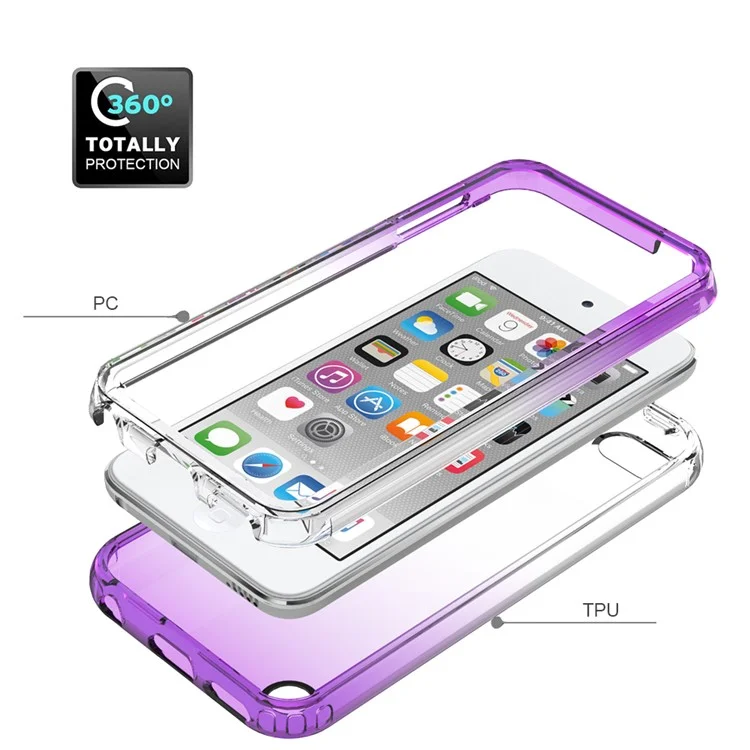 High Transmittance Hybrid Shockproof Phone Protector Case Cover for iPod Touch 5 / 6 / 7 - Purple