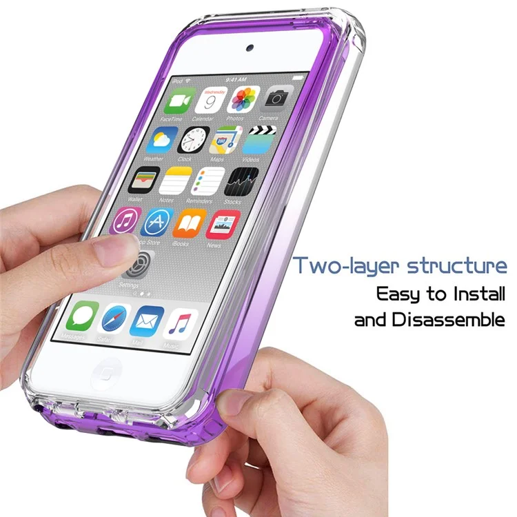 High Transmittance Hybrid Shockproof Phone Protector Case Cover for iPod Touch 5 / 6 / 7 - Purple