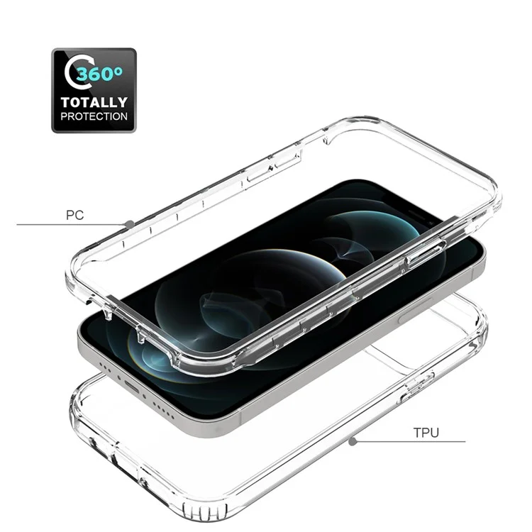 Projeto de Cor 2-em-1 Bem Protegido PC+TPU Case de Telefone Para Iphone 12/12 Pro - Transparente