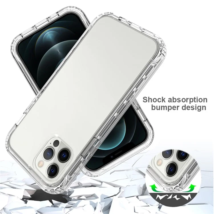 Projeto de Cor 2-em-1 Bem Protegido PC+TPU Case de Telefone Para Iphone 12/12 Pro - Transparente