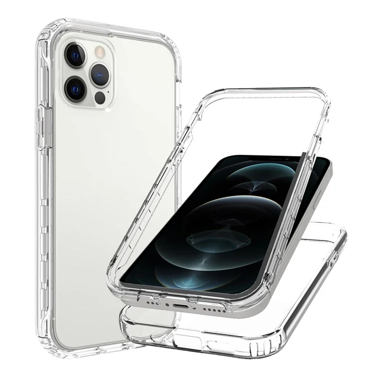 Projeto de Cor 2-em-1 Bem Protegido PC+TPU Case de Telefone Para Iphone 12/12 Pro - Transparente